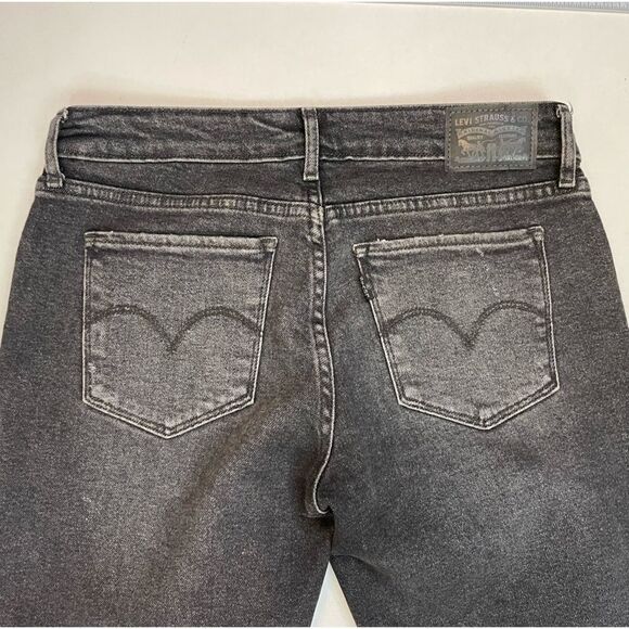 Levi's 711 Skinny Denim Jeans Women Size 28 Black Distressed - Picture 5 of 10